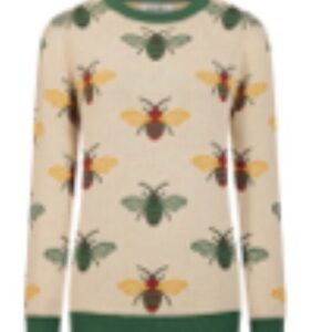 Bee Patterned Crew Neck Sweater